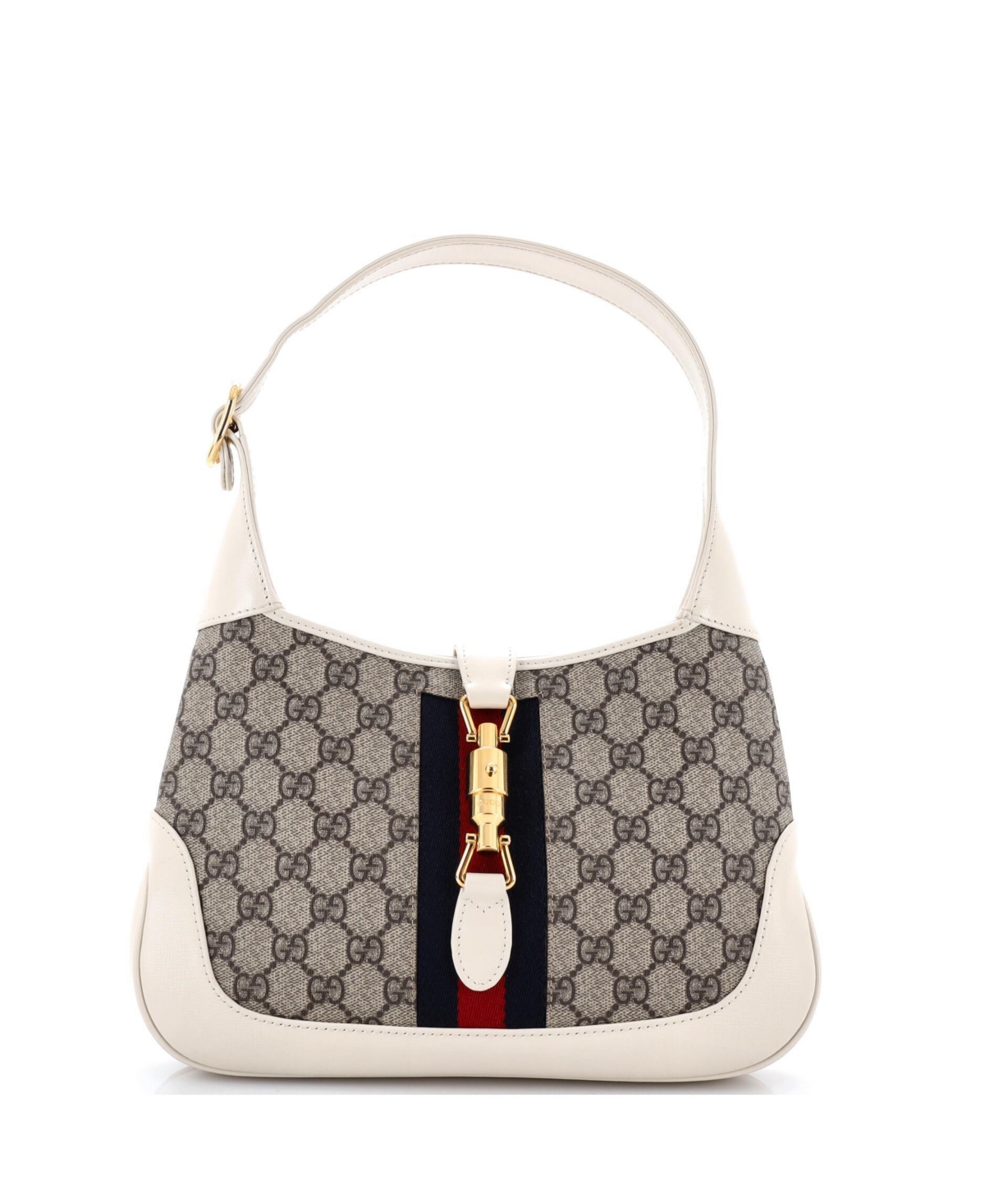 Pre-Owned Gucci Small Jackie 1961 Hobo Gg Coated Canvas - White