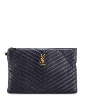 Medium Classic Monogram Wristlet Pouch Matelasse Chevron Leather