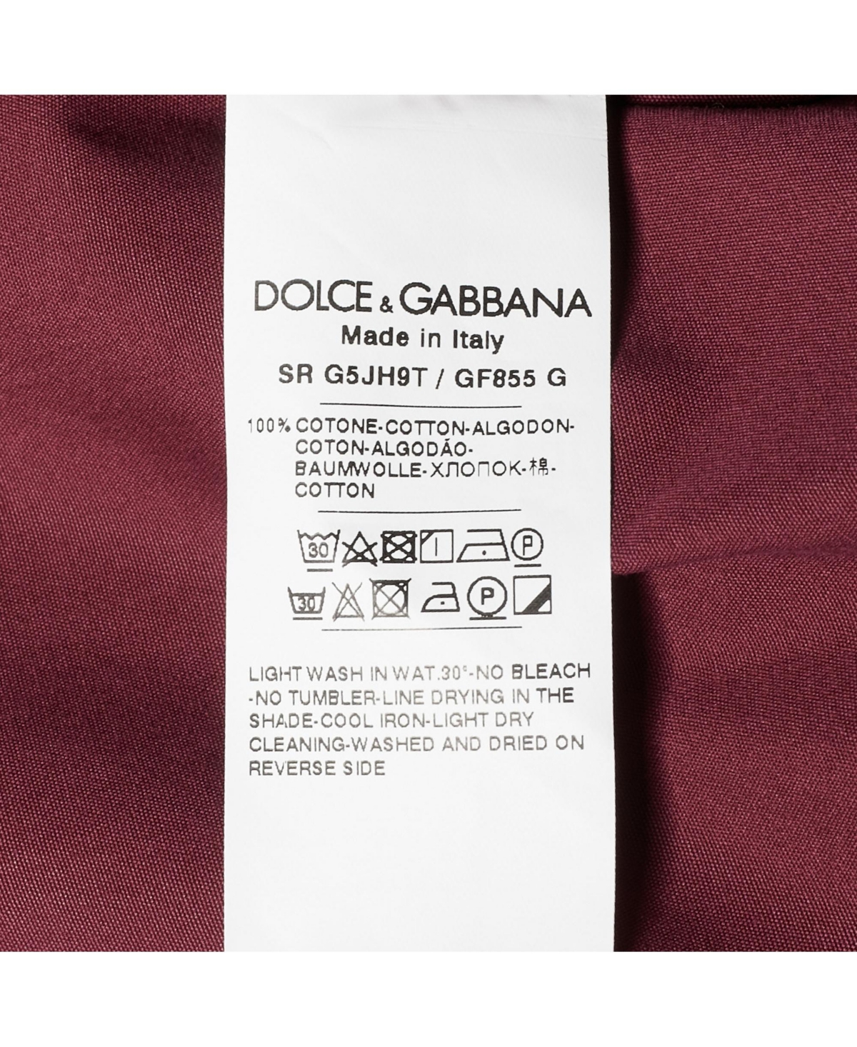 Pre-Owned Dolce & Gabbana Men's Burgundy Cotton Bowling Shirt