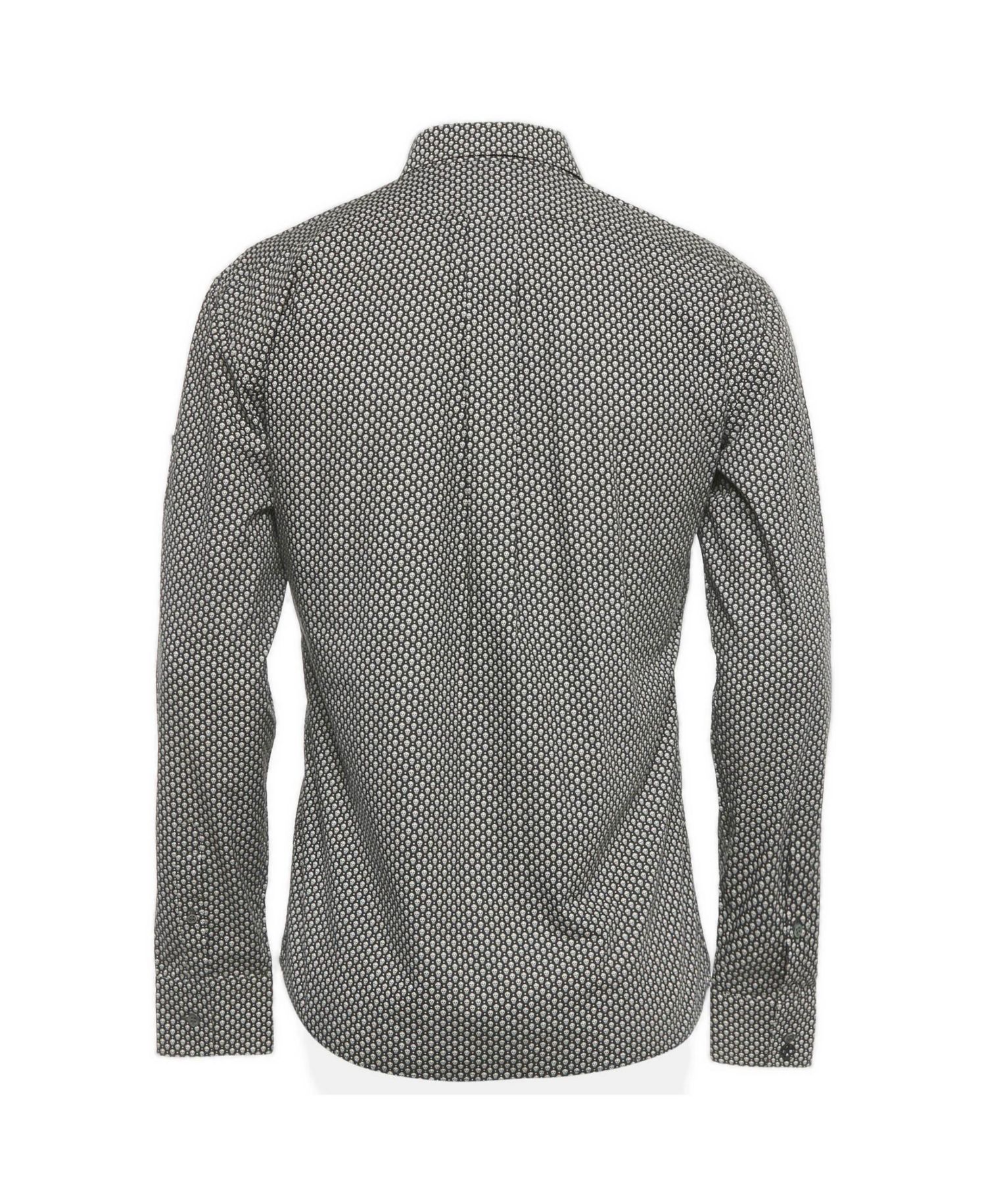 Men's Skull-Print Slim-Fit Button-Down Shirt