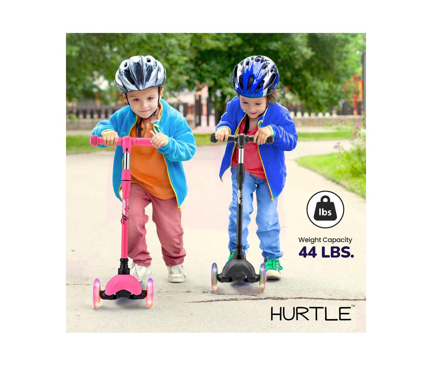 Детская игрушка Hurtle Mini Kick Scooter for Kids - 3-Wheel Trike Style with LED Wheels, Adjustable Handlebar, цвет: Чёрный — фото 4