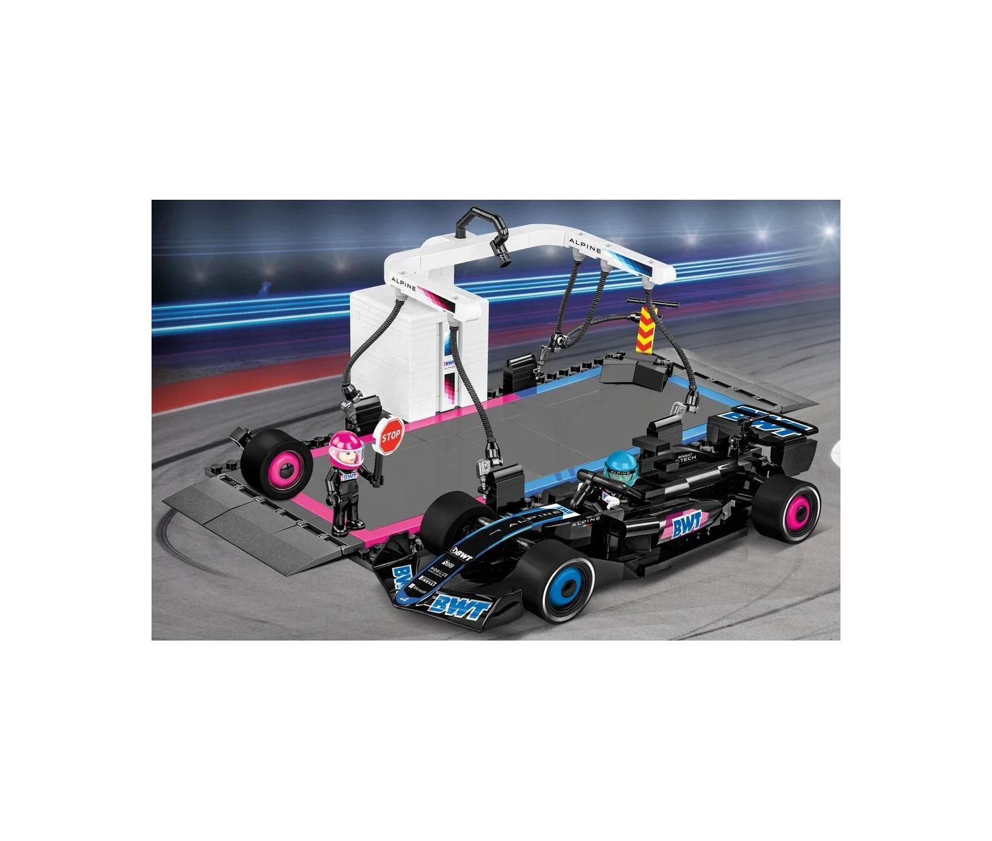 Детский конструктор COBI Action Town BWT Alpine F1 Pit Stop 477-Piece Building Set, Ages 8+ — фото 6