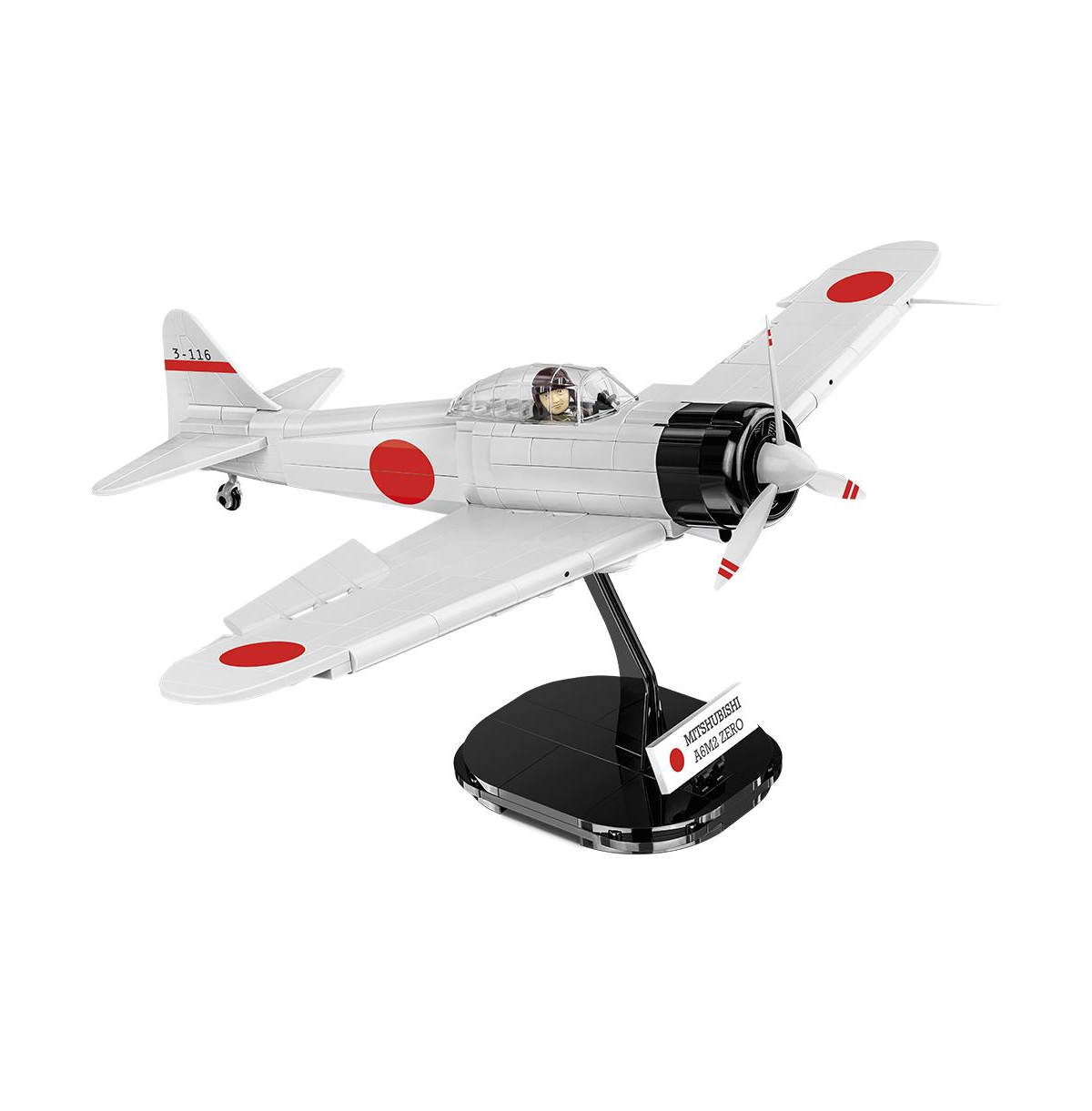 Cobi Historical Collection World War Ii Mitsubishi A6M2 "Zero-sen" Plane 347-Piece Building Set, Ages 7+