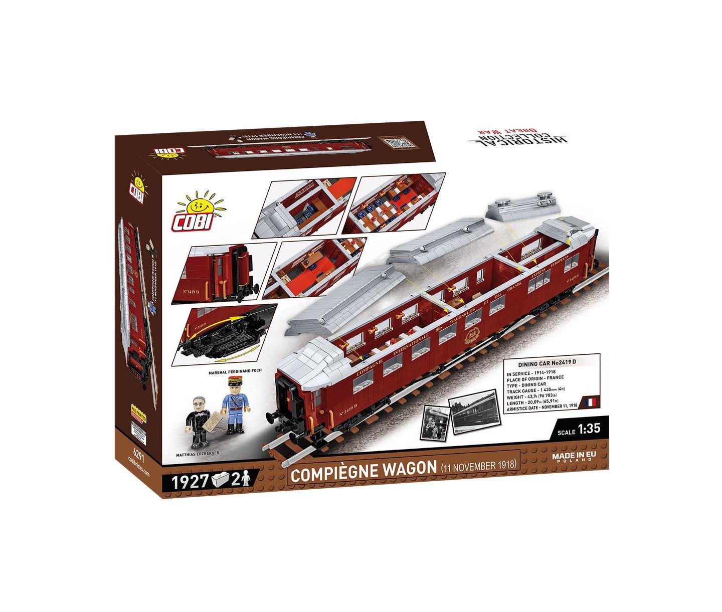 Детский конструктор COBI 1:35 Scale Great War Compiegne Wagon 1927-Piece Building Set, Ages 11+, цвет: Open Miscellaneous — фото 2