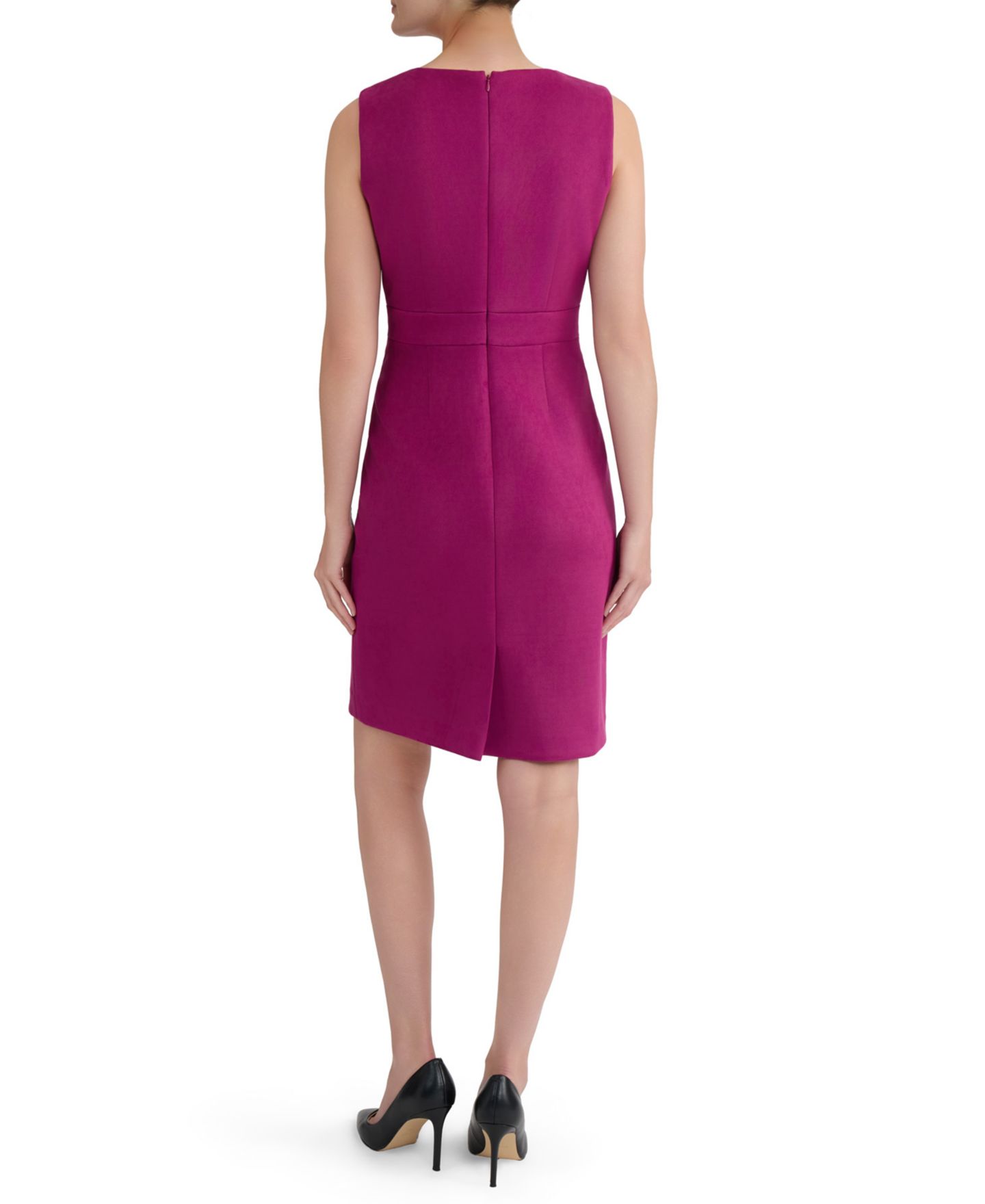Женское платье Kasper Crewneck Faux Suede Sleeveless Sheath, цвет: Cerise — фото 9