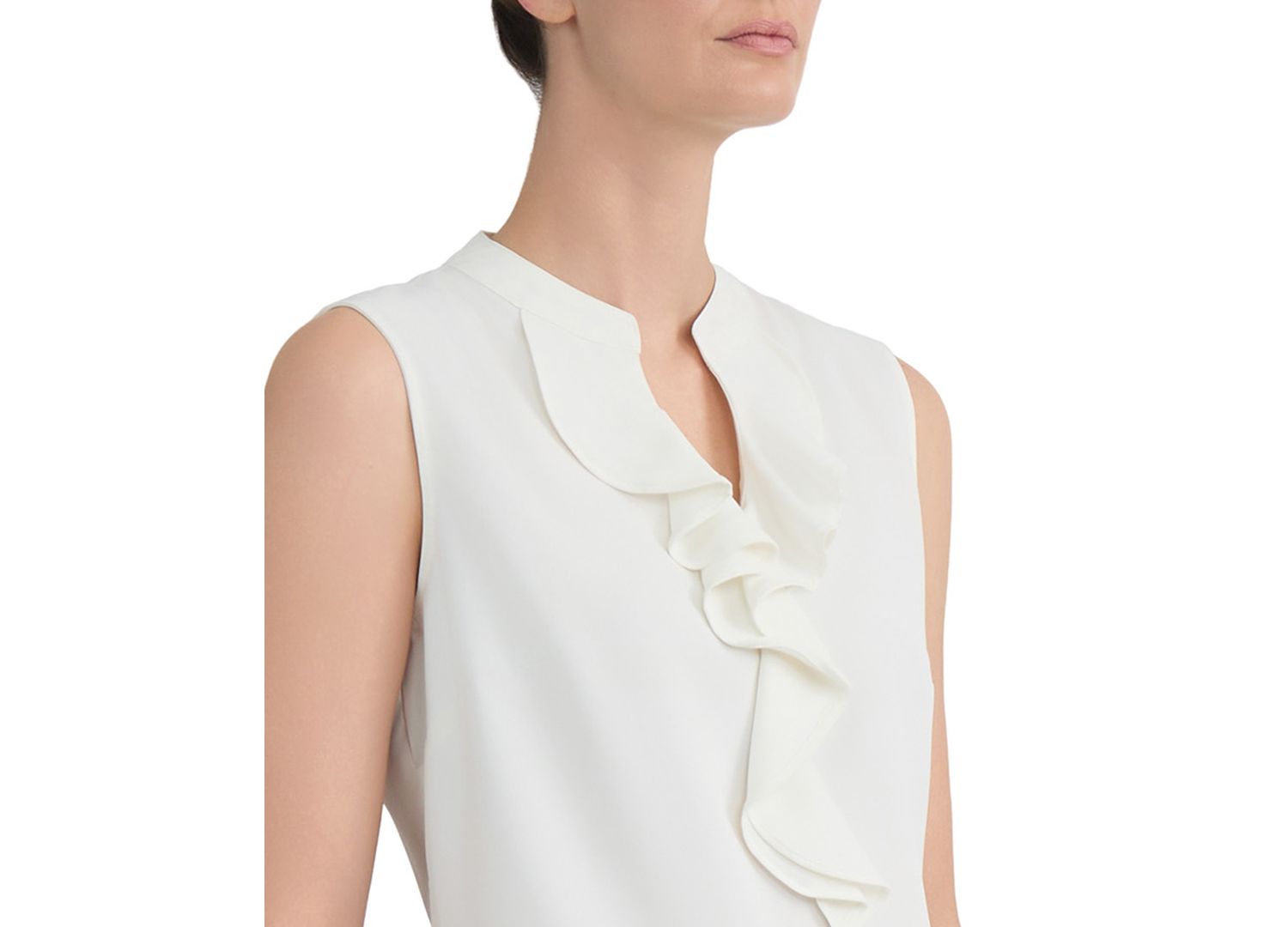 Women's Ruffled Split-Neck Sleeveless Blouse