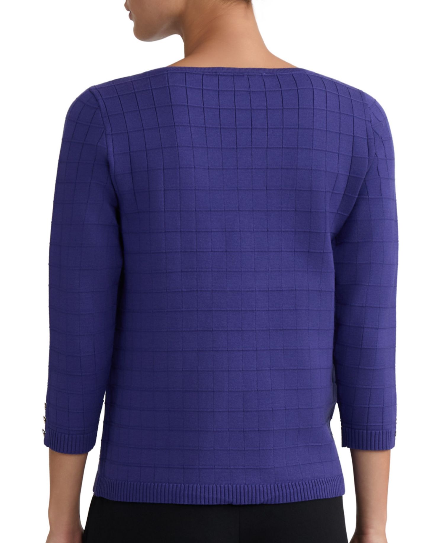 Women's Textured Boat-Neck 3/4-Sleeve Sweater