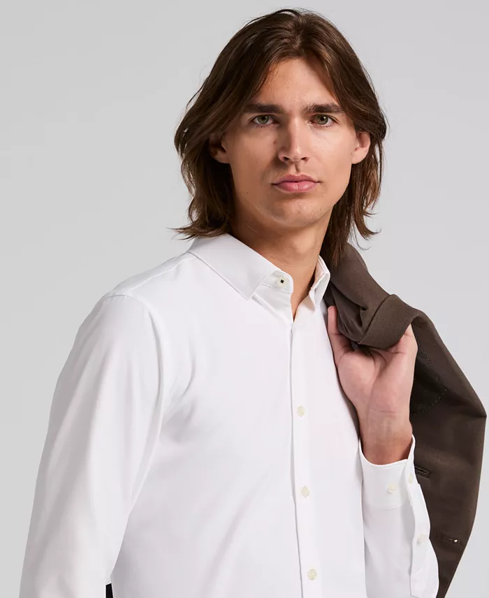 Men's Slim-Fit Stretch Solid Button-Down Twill Shirt - thumbnail 4