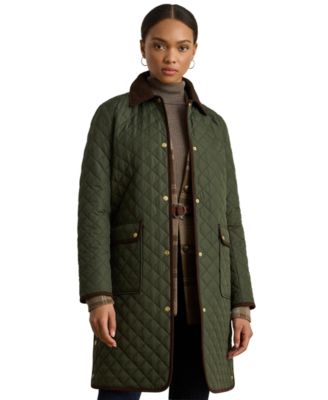 Petite Barn Quilted Corduroy-Trim Coat