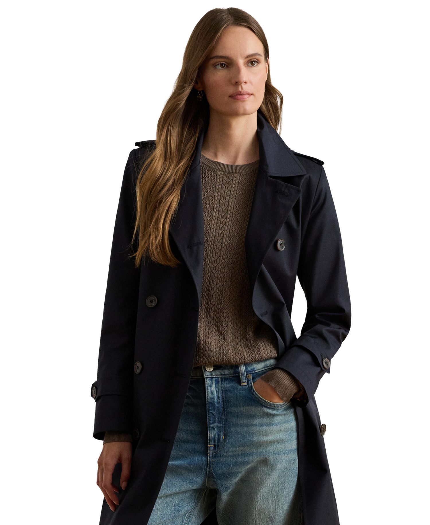 Petite Belted Water-Resistant Trench Coat