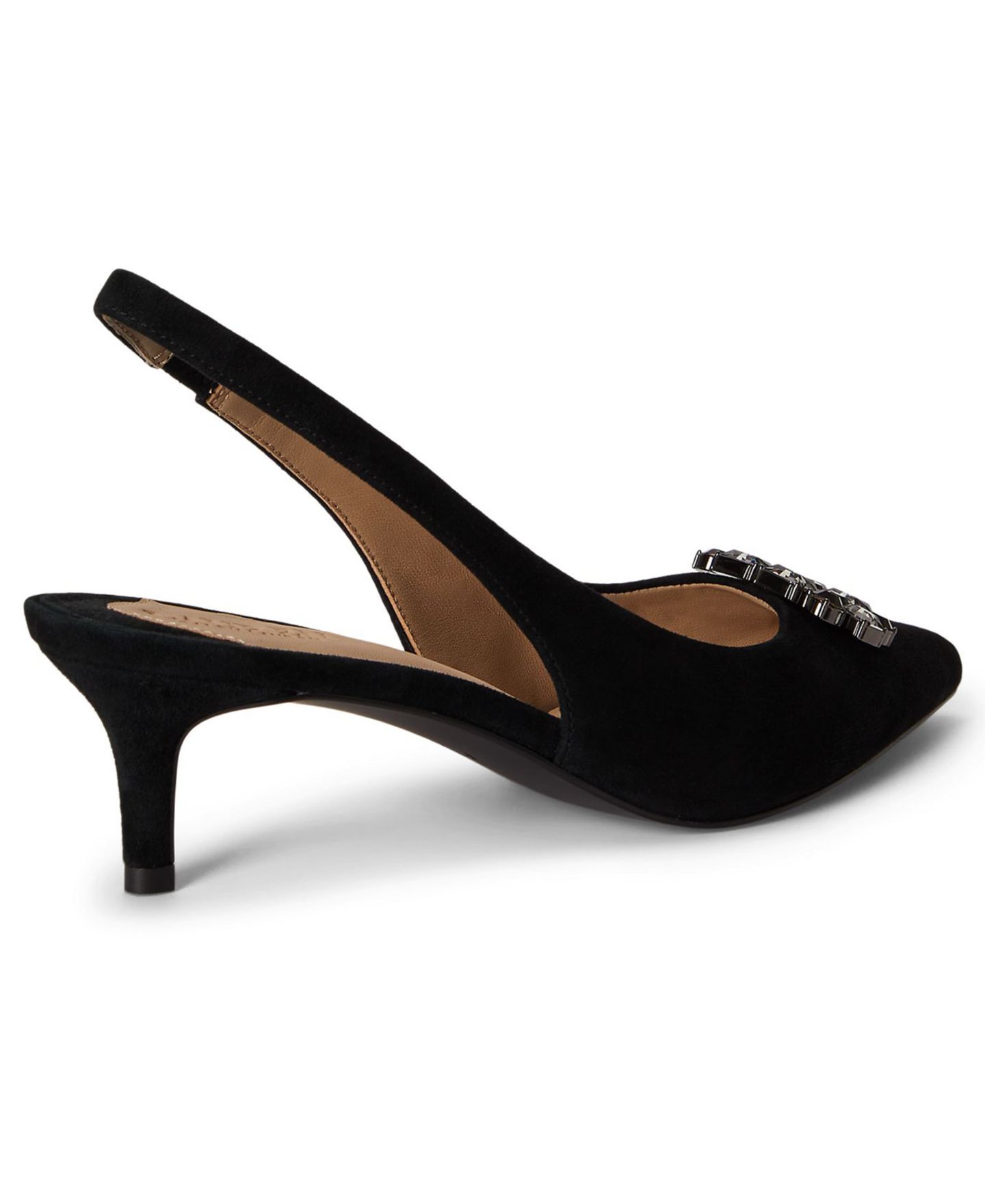 Женские туфли Lauren Ralph Lauren Lolah Jeweled Slingback, цвет: Чёрный замшевый — фото 3