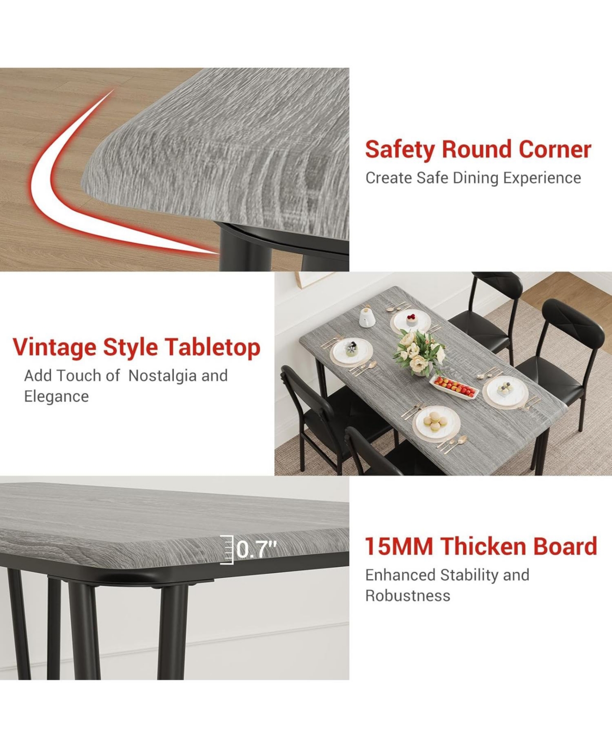 gaomon Piece Square Dining Set for Metal Frame Table and Upholstered Chairs