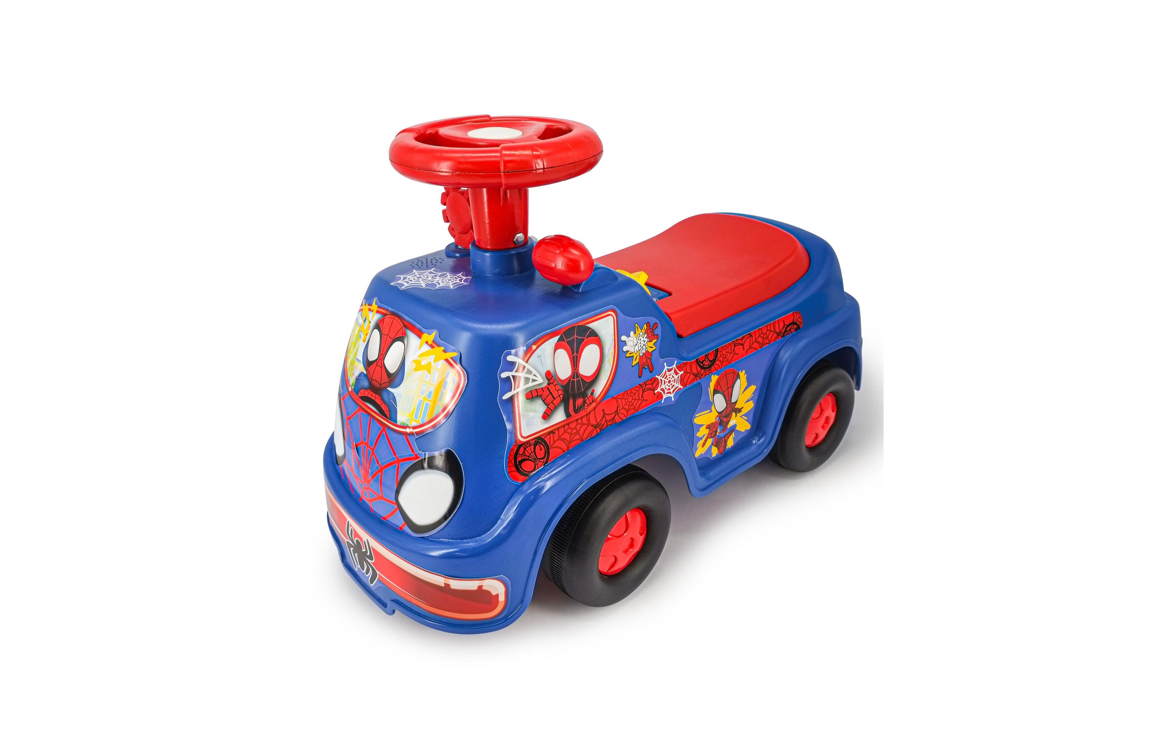 Kiddieland Spidey Racer Lights and Sounds Foot-to-Floor Ride-On, Ages 1+