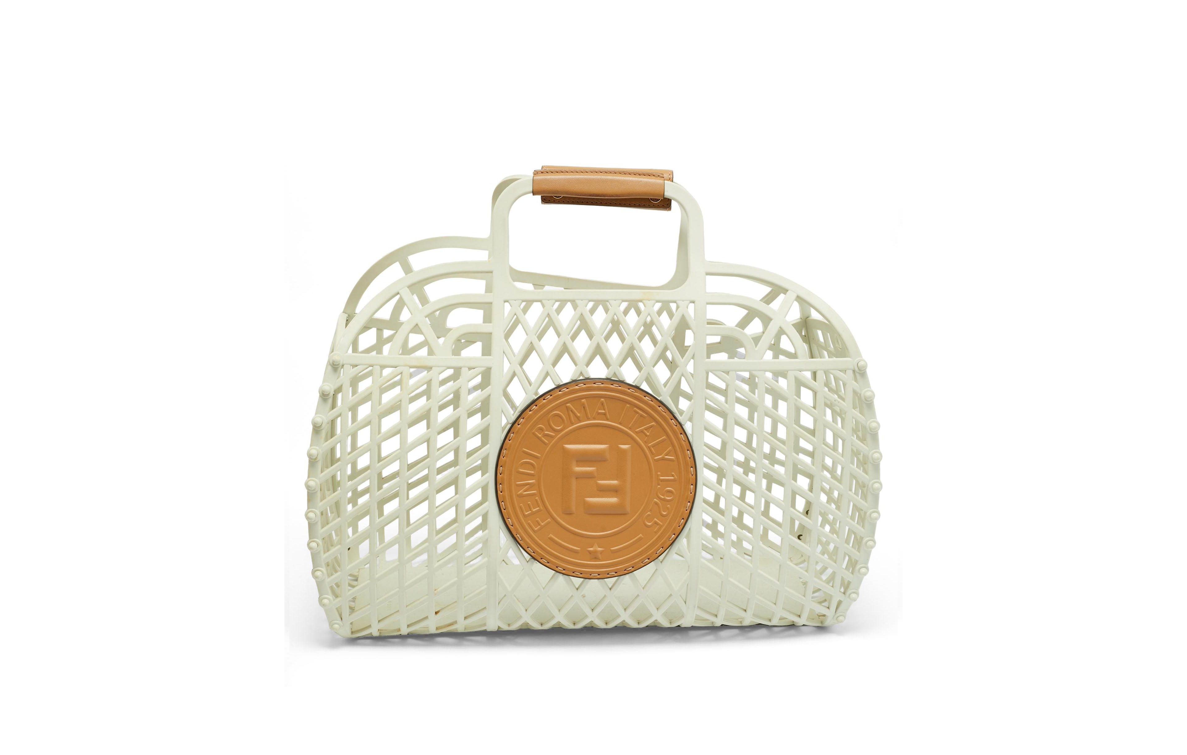 Pre-Owned Fendi Women's Ff Logo Stamp Pvc Basket Bag
