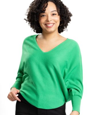 Women's Jennifer V-Neck Dolman-Sleeve Loose-Fit Sweater