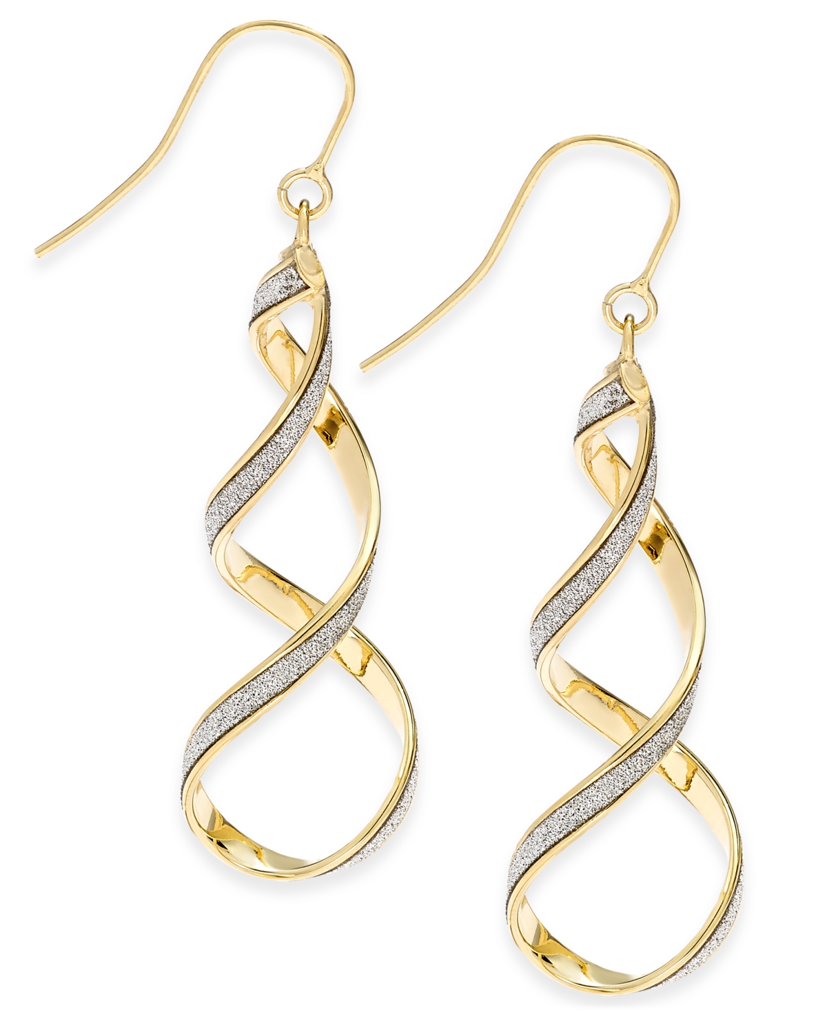 Glitter Twist Drop Earrings in 14k Gold