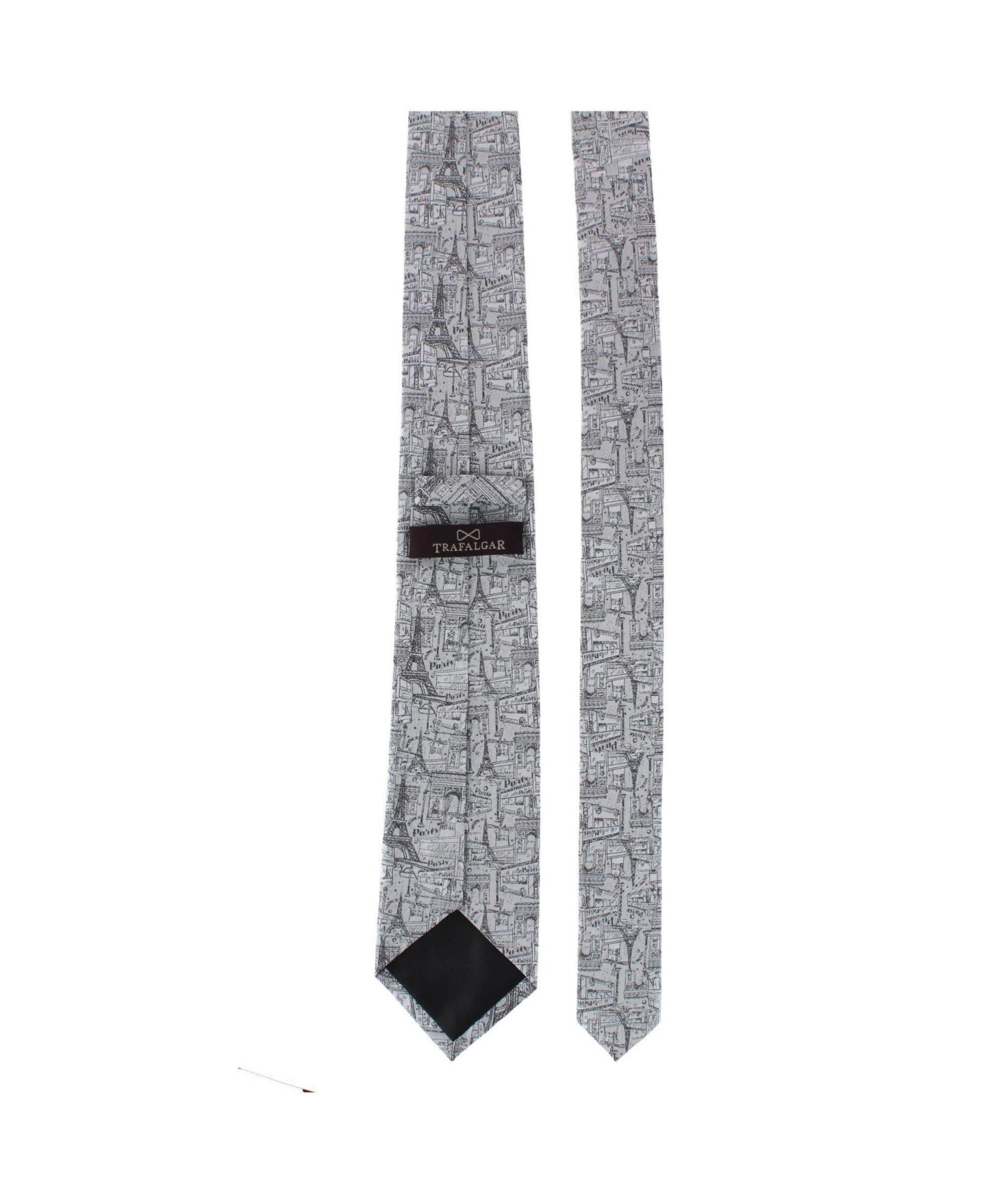 Мужской галстук TRAFALGAR Parisian Nights Silk Novelty Tie, цвет: Серебряный — фото 3