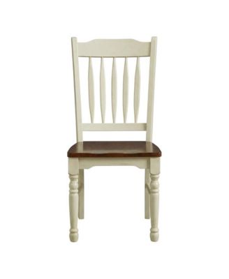 Merlot-Buttermilk Slatback Dining Chair Set(2) with Solid Rubberwood Construction