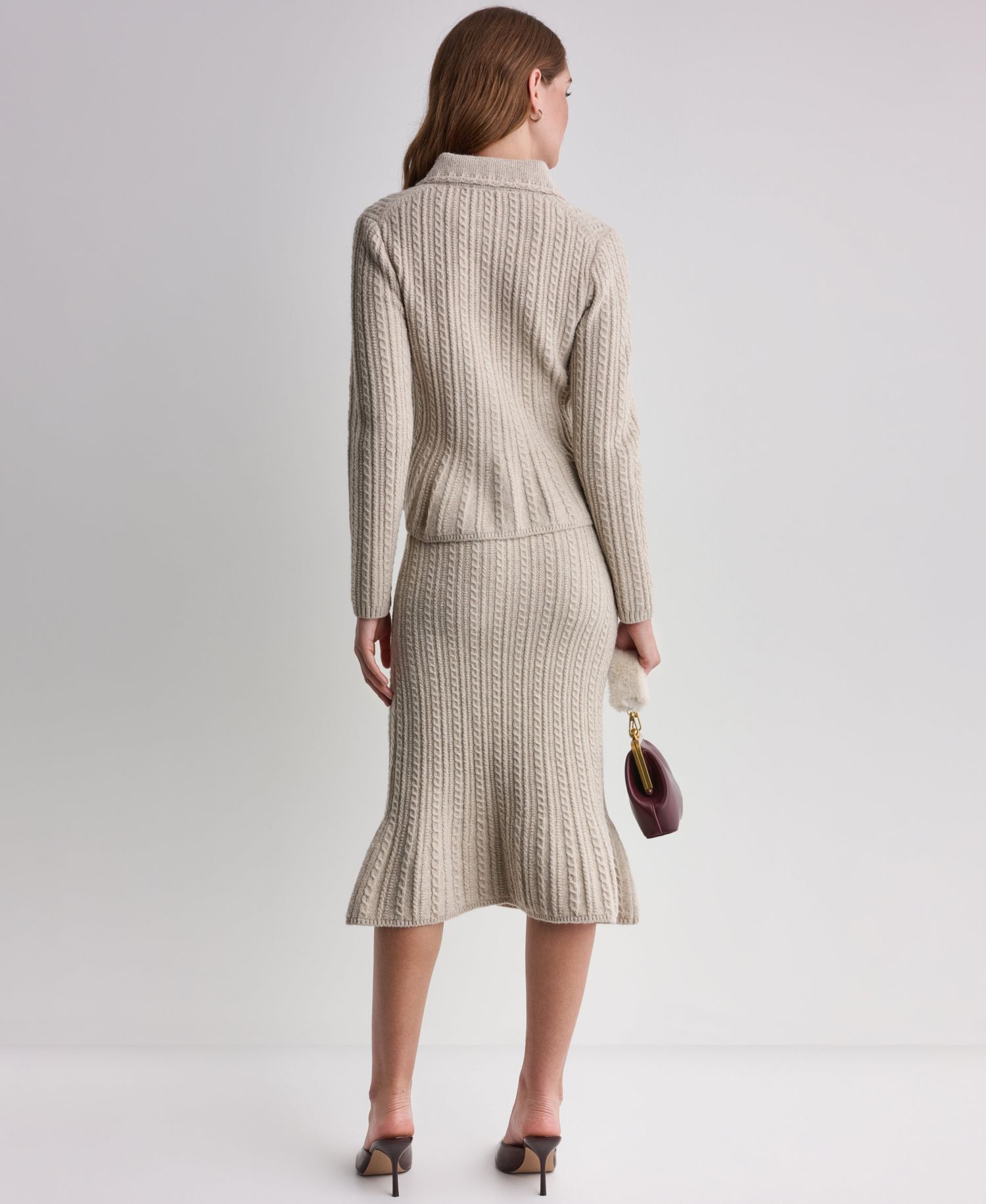 Women's Peplum Cable-Knit Cardigan Sweater