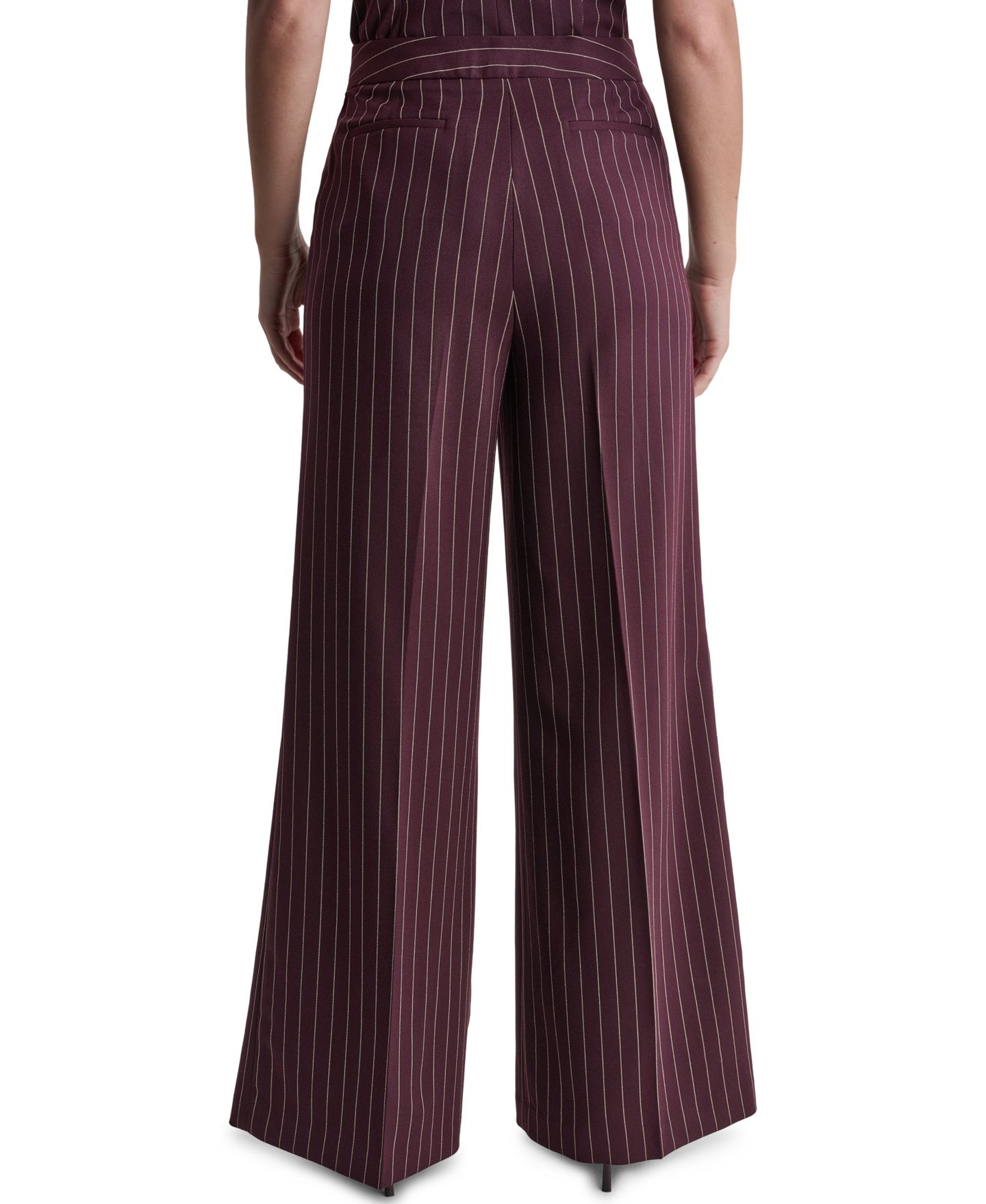 Женские брюки BCBG High-Rise Wide-Leg Pinstripe, цвет: Теневой мерло — фото 5