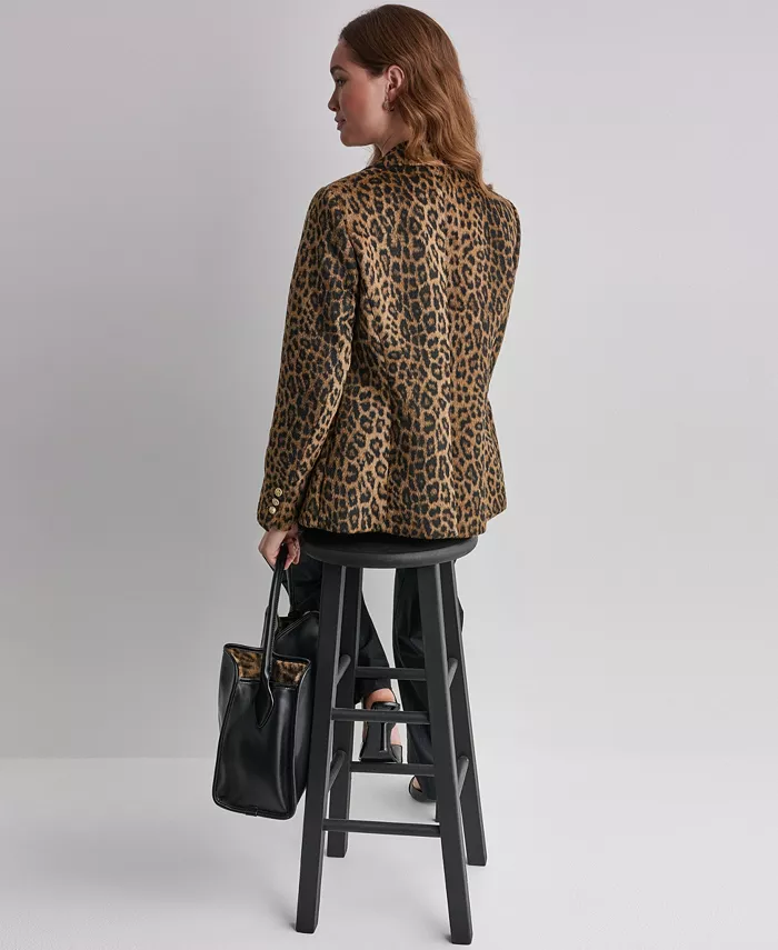 Women's Leopard-Print Shoulder-Padded Blazer - thumbnail 10