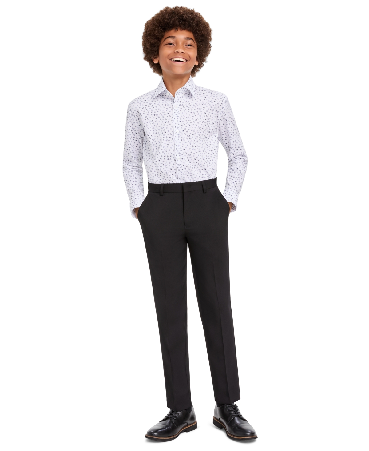Kenneth Cole Reaction Boys' 4-20 Long-Sleeve Point-Collar Classic-Fit Cotton-Polyester Blend Dress Shirt