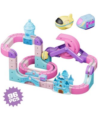 MT6 Princess Castle Magnetic Train Track 96-Piece Building Set with Rechargeable Motorized Train, Ages 3+