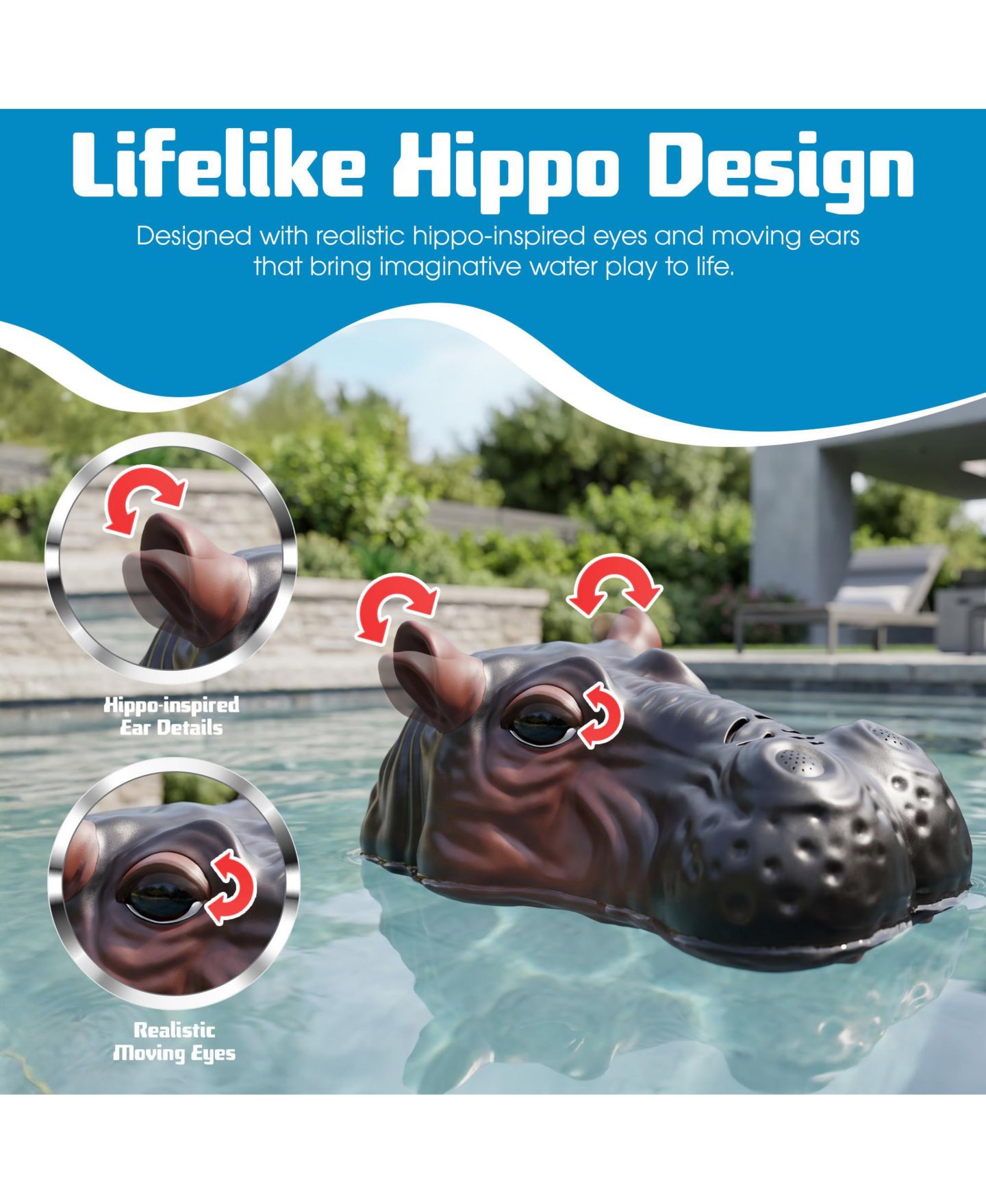 Детская игрушка Contixo AV2 Dual Water Spray 2.4GHz Remote 30-Min Playtime RC Hippopotamus Water Boat, цвет: Коричневый / Серый — фото 7
