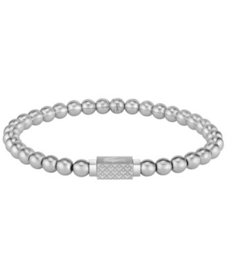 Men's Silver-Tone Stainless Steel Matchpoint Beaded Bracelet