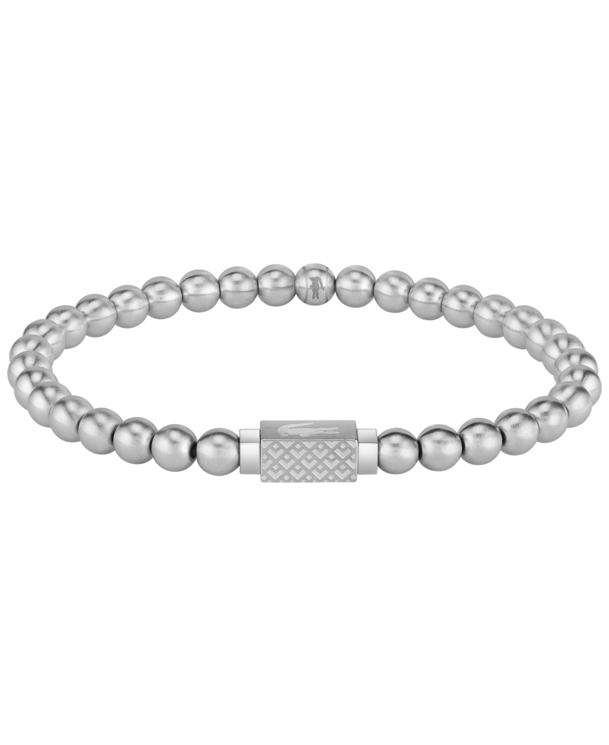 Lacoste Men's Matchpoint Silver-Tone Stainless Steel Beaded Bracelet