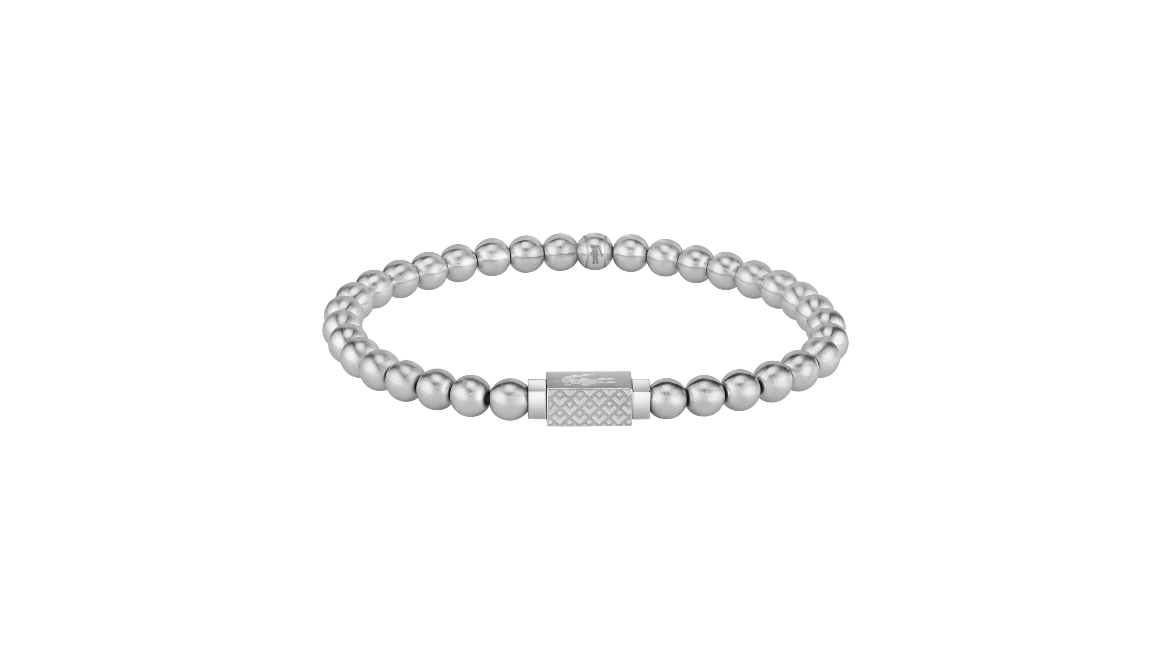 Lacoste Men's Matchpoint Silver-Tone Stainless Steel Beaded Bracelet