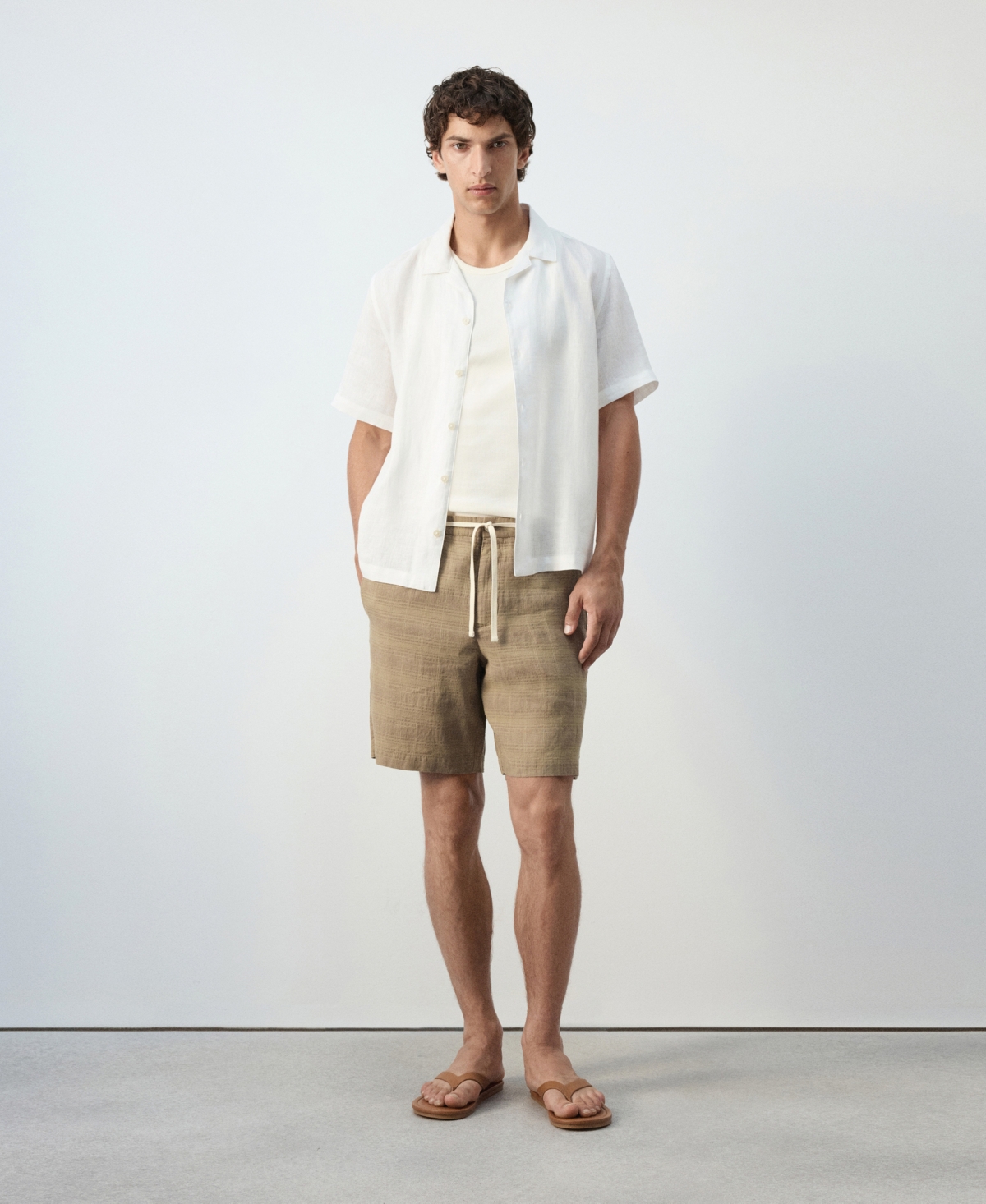 Mango Men's Check Linen-Blend Straight-Fit Bermuda Shorts, 8.54" Inseam