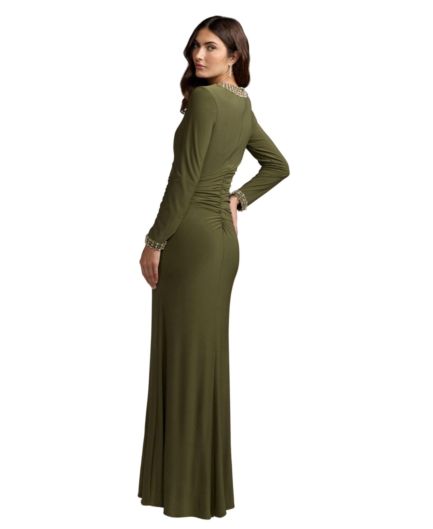 Women's Long Sleeve Embellished Jersey Maxi Dress