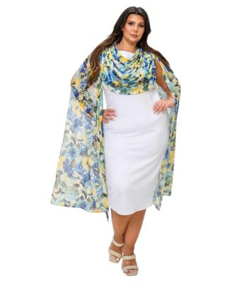 Plus Size Evolette Floral Cape Dress