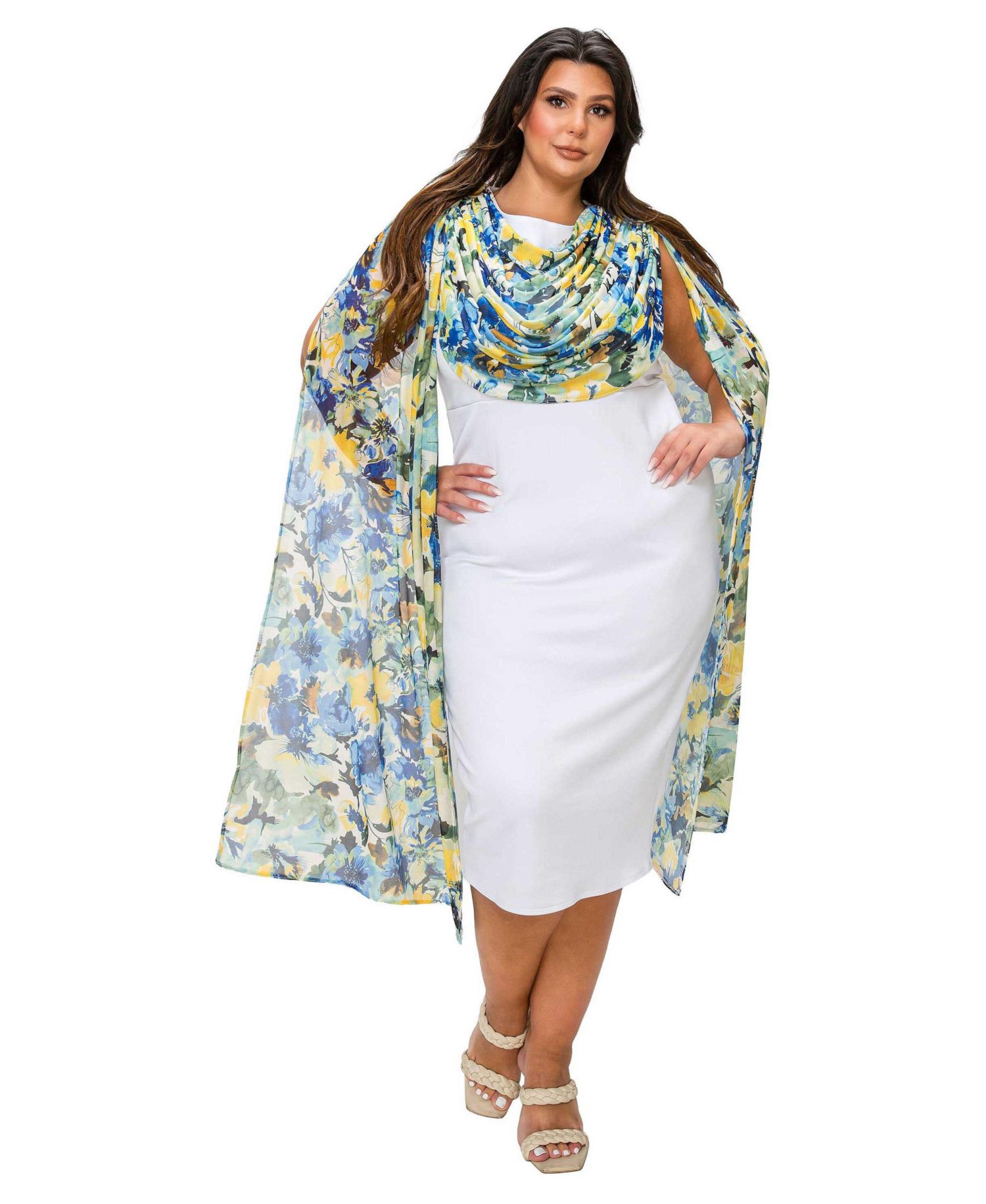 Plus Size Evolette Floral Cape Dress