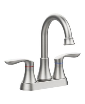 4 Inch Centerset Bathroom Faucet 2 Handle Brushed Nickel Vanity Sink Faucet Modern Solid Brass Single Hole Lavatory Tap for Bathroom