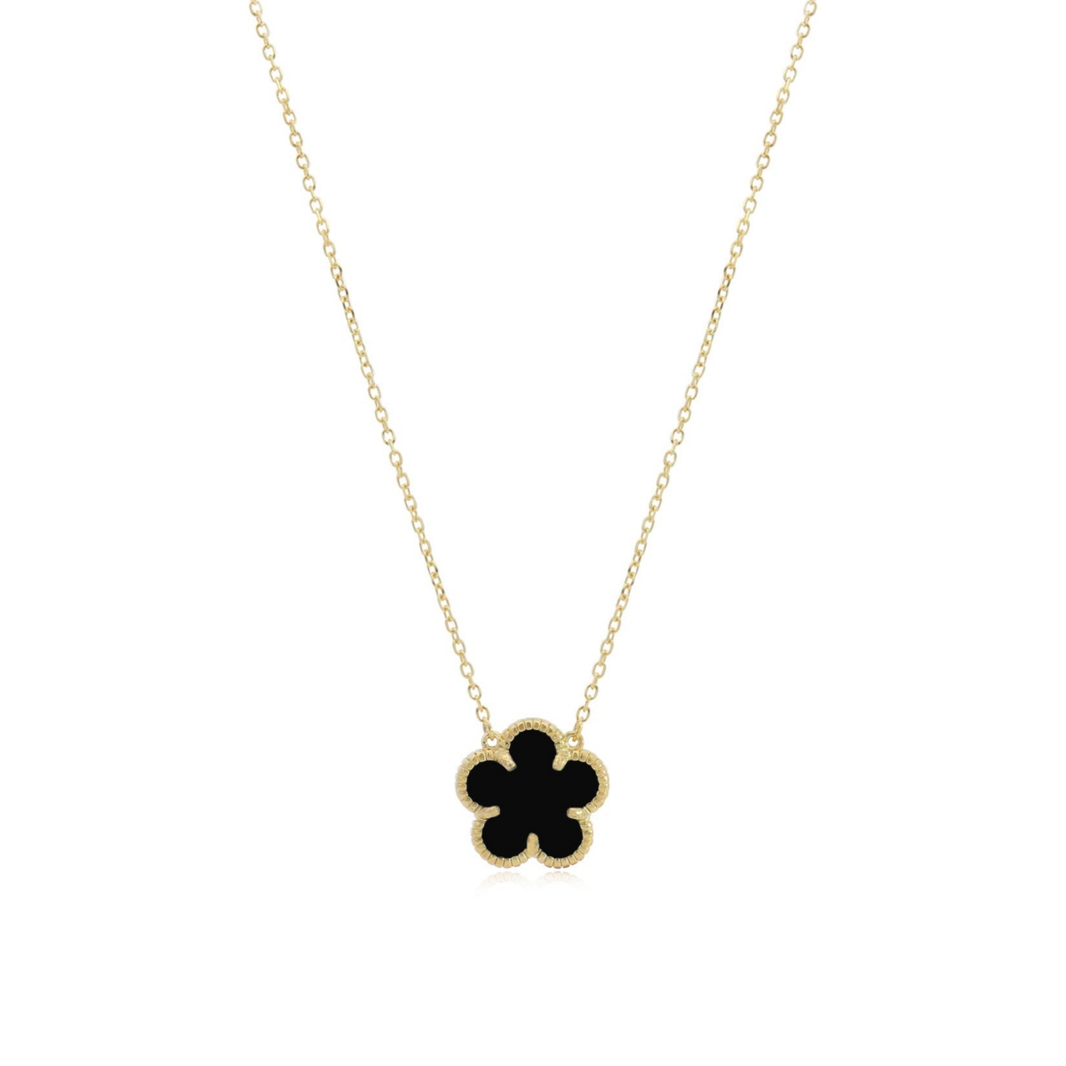 The Lovery Onyx Single Spring Flower Necklace 14K Gold-Plated Sterling Silver - Onyx