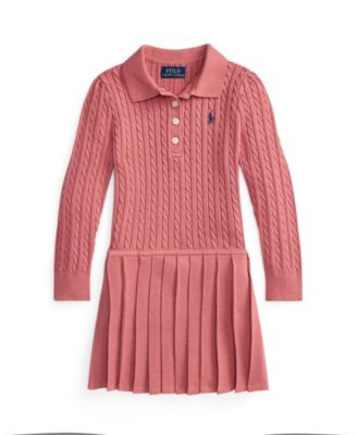 Girls' 2T-6X Drop-Waist Pleated Polo Sweater Dress