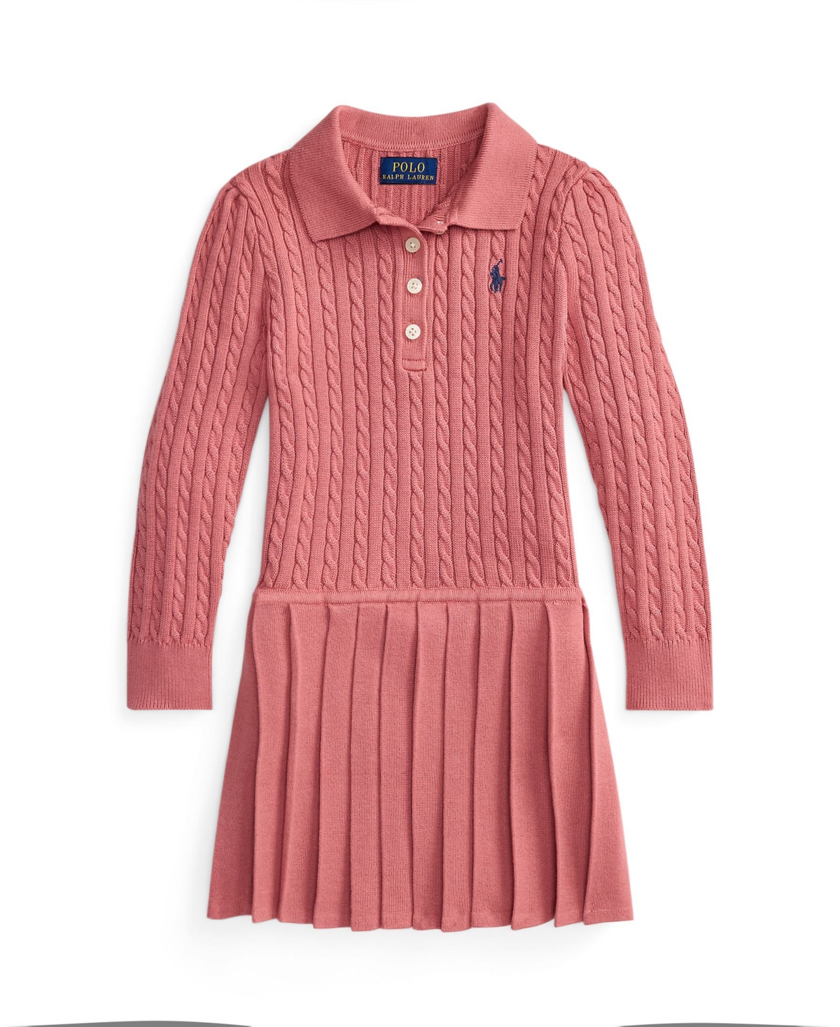 Polo Ralph Lauren Girls' 2T-6X Drop-Waist Pleated Sweater Dress