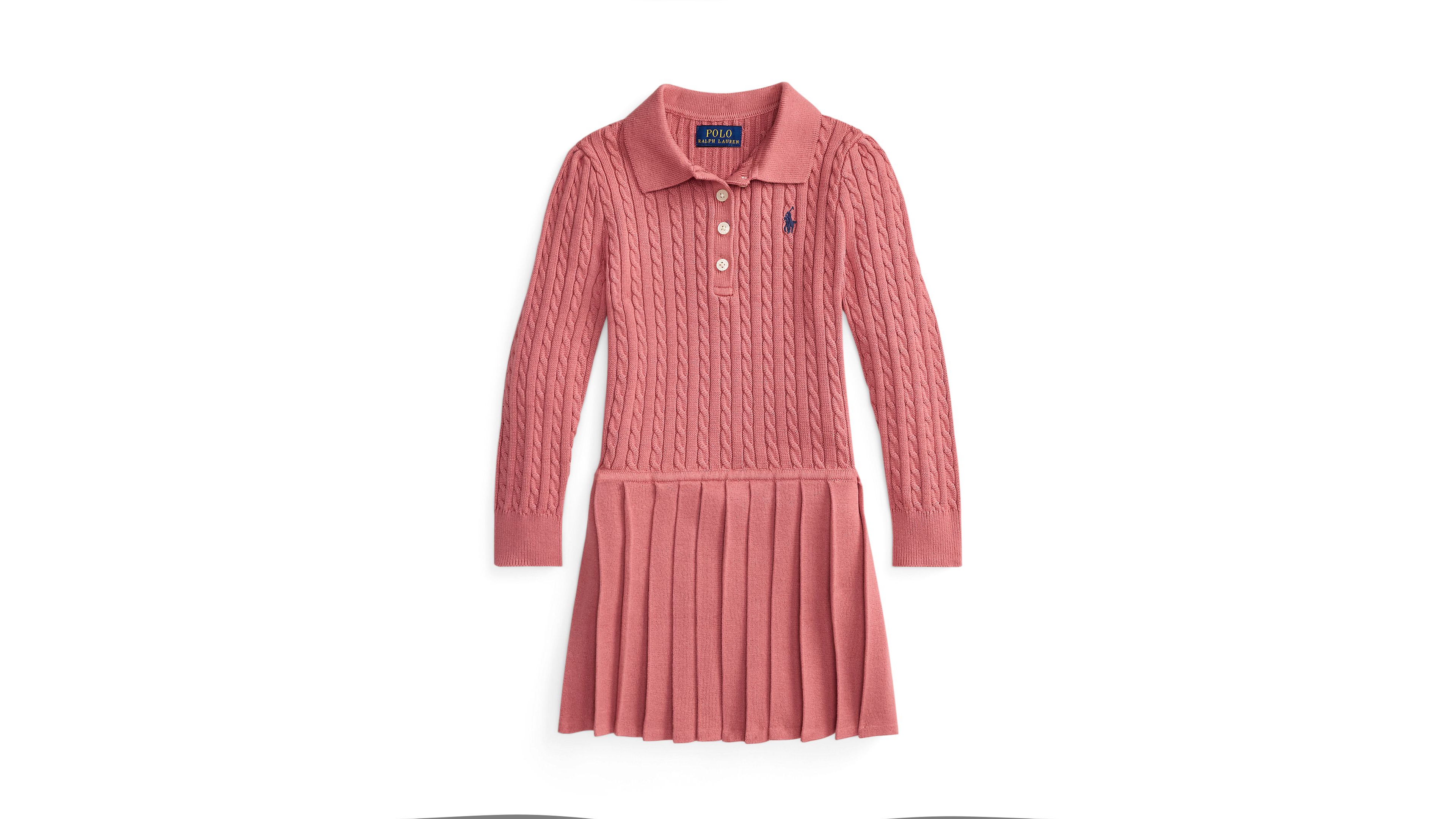 Polo Ralph Lauren Girls' 2T-6X Drop-Waist Pleated Sweater Dress