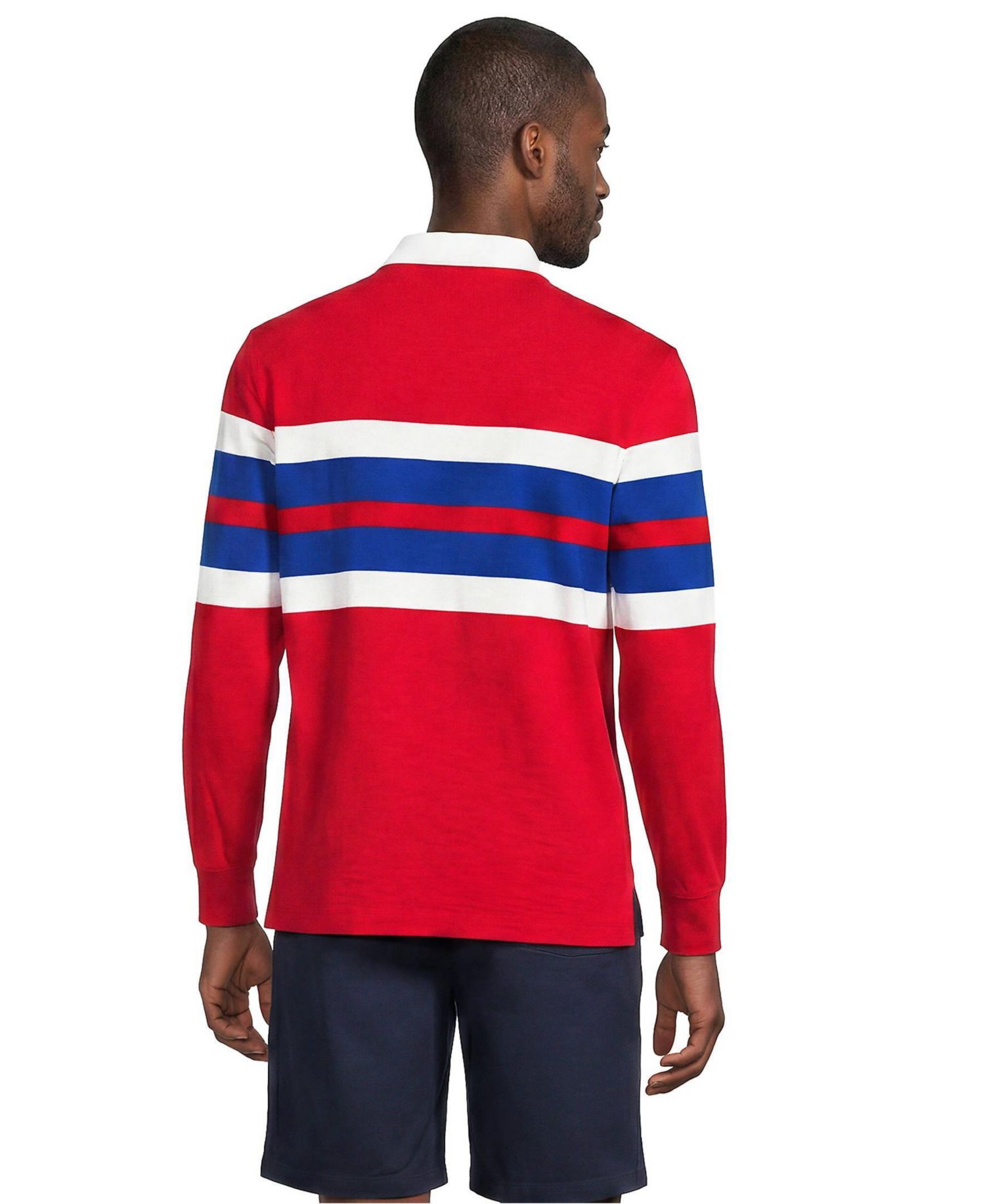 Men's Long Sleeve Lightweight Slub Rugby Polo
