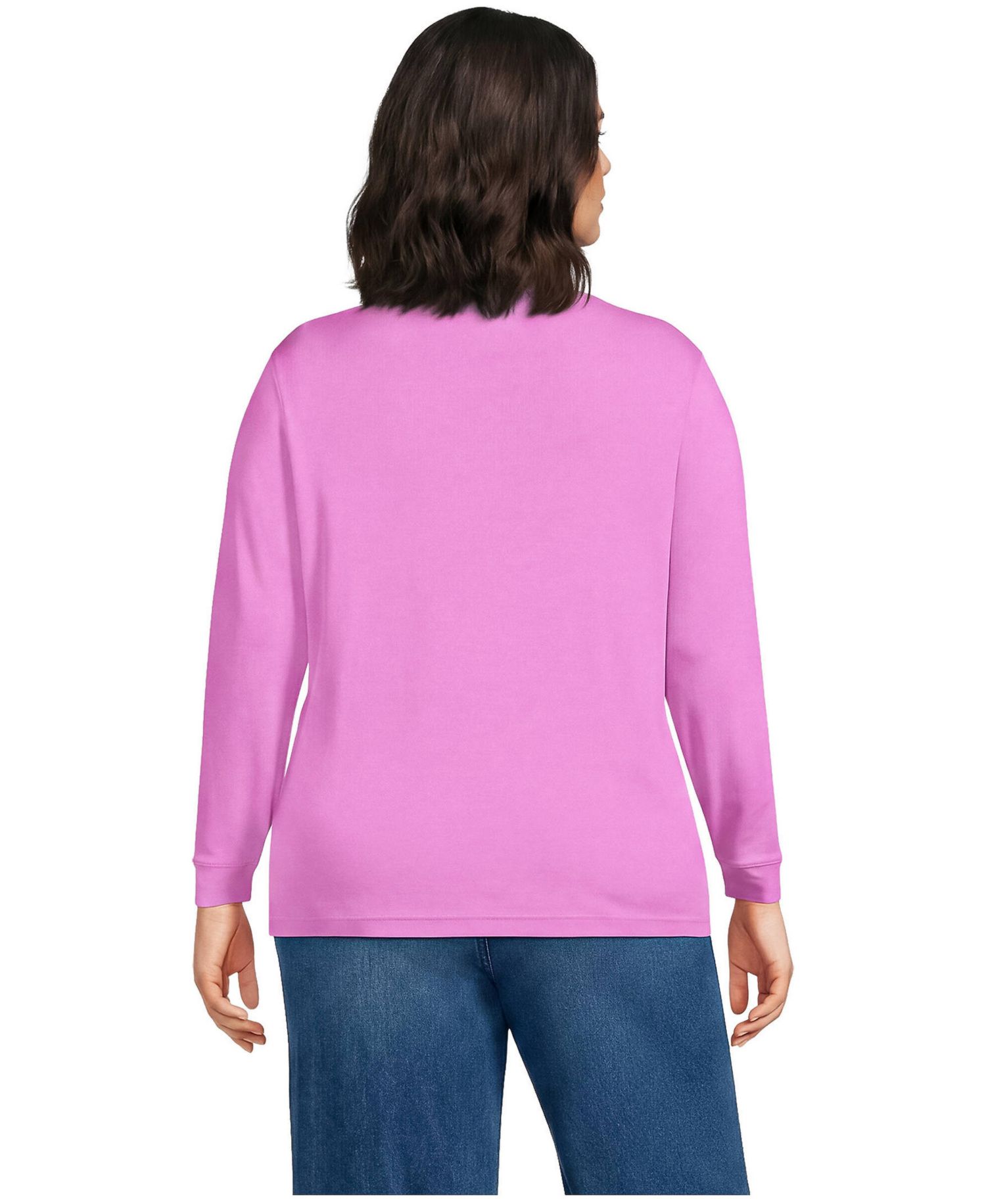 Plus Size Relaxed Cotton Long Sleeve Mock Turtleneck