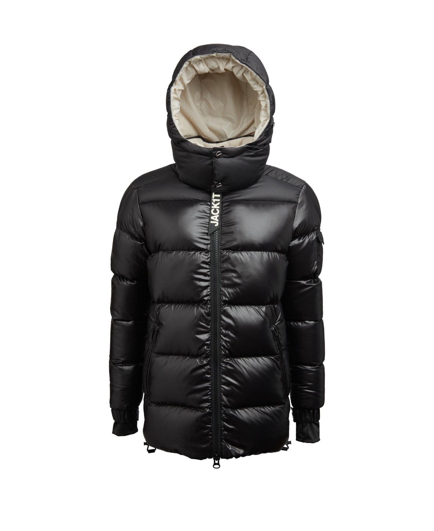 Женская куртка JACK1T High Collar Down Puffer, цвет: Чёрный / Серо-бежевый — фото 5