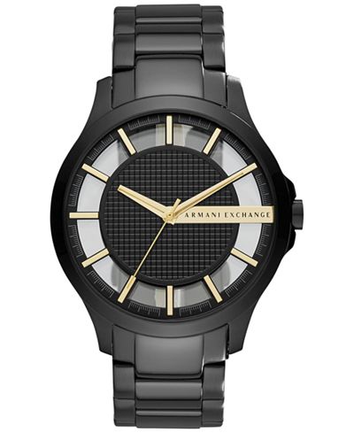 A|X Armani Exchange Men's Hampton Black-Tone Stainless Steel Bracelet Watch 46mm AX2192