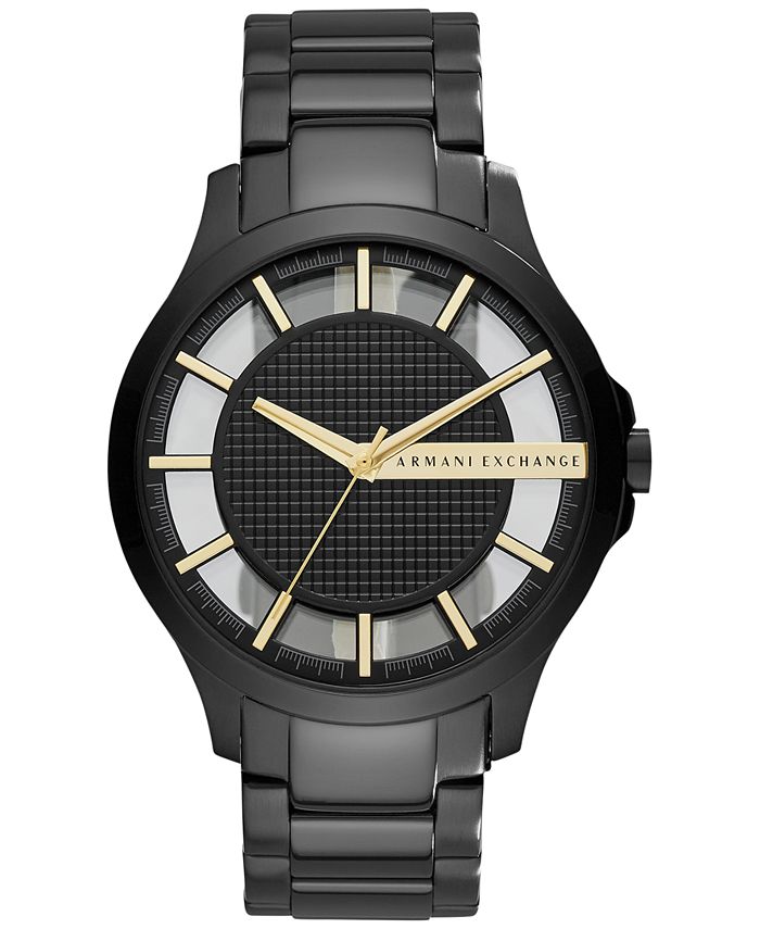 Armani Exchange Hampton Chronograph Black Dial Black Steel Strap Watch For Men - AX2164