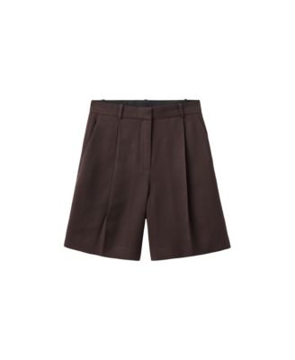 Women's Mid-Rise Pleated Bermuda Shorts, 7.87" Inseam