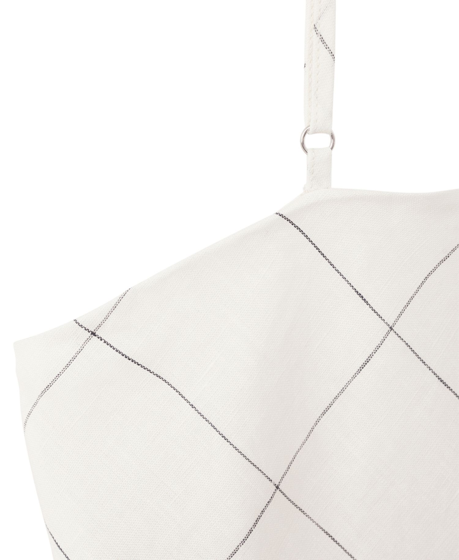 Women's Halter Open Back Plaid Linen Crop Tank