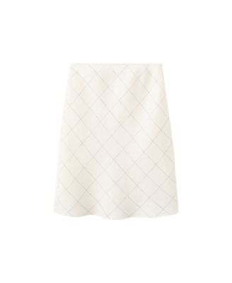Women's 100% Linen Checkered Skirt