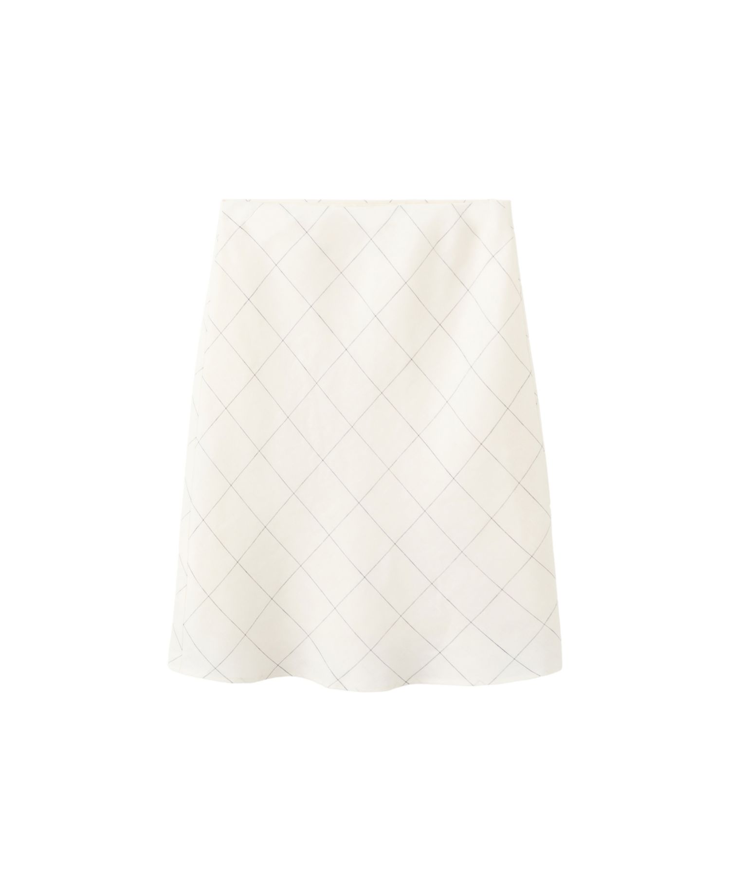 Women's Checkered A-Line Linen Midi Skirt
