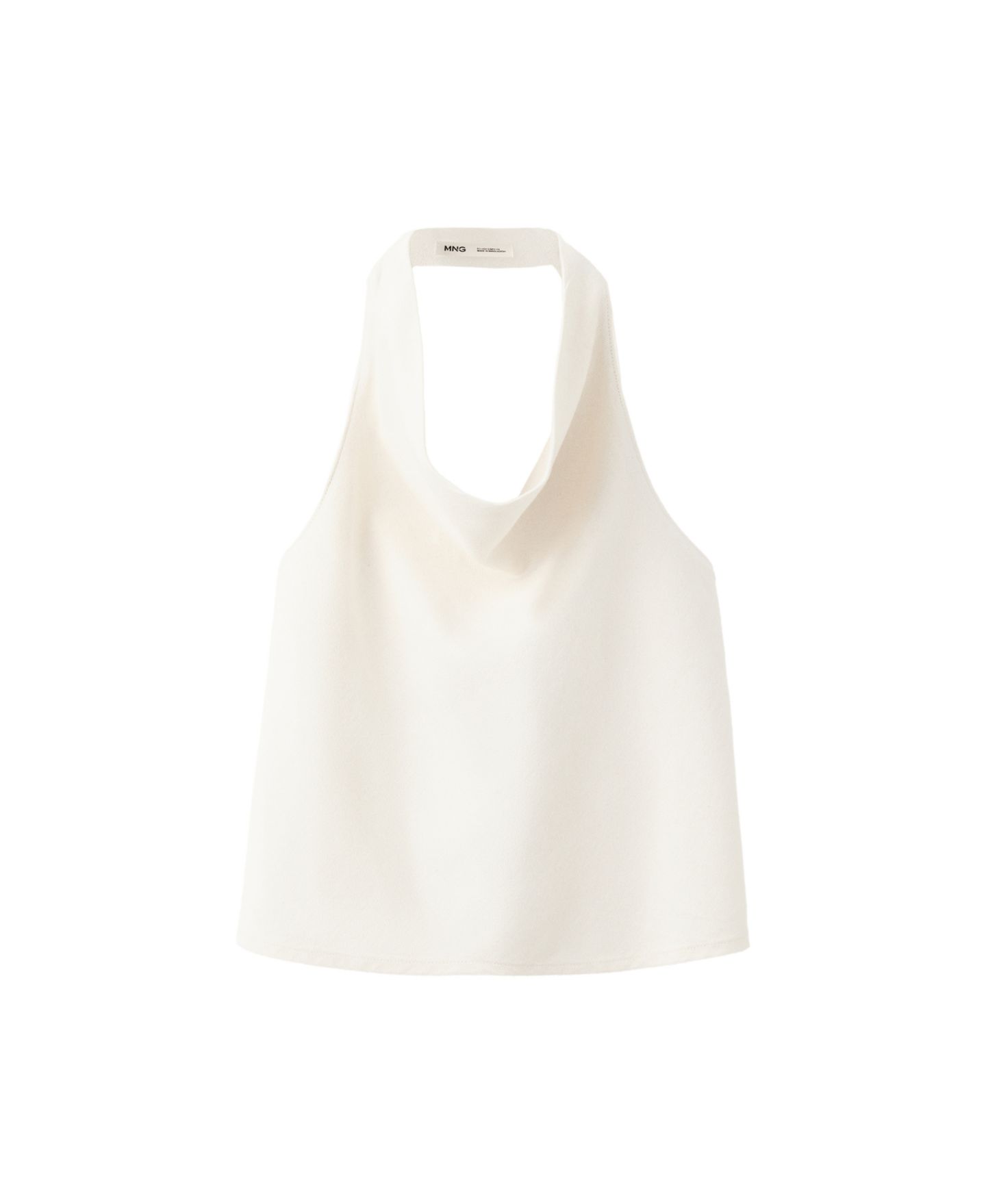 Женский топ Mango Halter Open-Back Cotton-Linen Blend, цвет: Экрю — фото 1